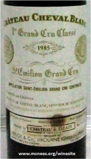 Chateau Cheval Blanc 1985 label