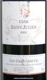 Clos St Julien St Emilion Grand Cru 2005