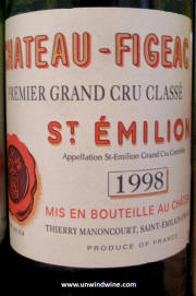 Chateau Figeac St Emilion 1998 label
