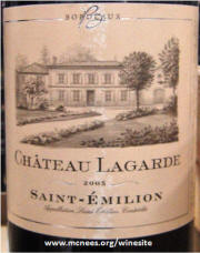 Chateau LaGarde St Emilion 2005 label