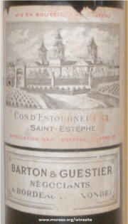Chateau Cos d' Estournel 1953 Label