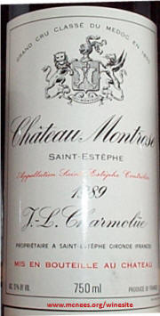 Chateau Montrose 1989 label