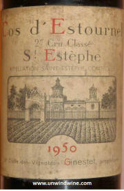 Chateau Cos d' Estournel 1950 Label