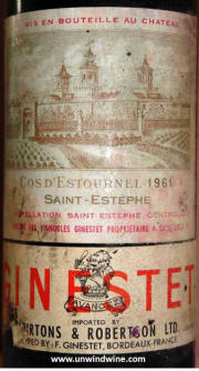 Chateau Cos d' Estournel 1961 Label