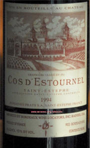 Chateau Cos d' Estournel 1994 label on McNees.org/winesite