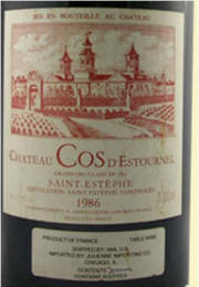 Chateau Cos d'Estournel 1986 dbl magnum label