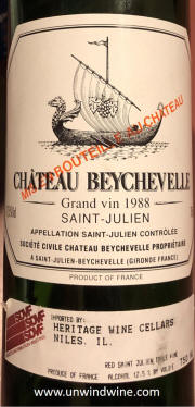 Chateau Beychevelle 1988 label