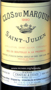 Chateau Clos du Marquis St Julien 1990 Label