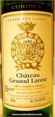 Gruaud Larose St Julien Bordeaux 1986