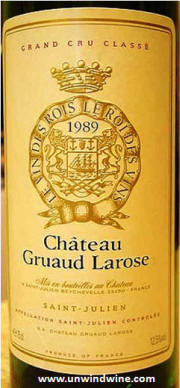 Gruaud Larose St Julien Bordeaux 1989