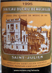 Chateau Ducru Beaucaillou 1995 label