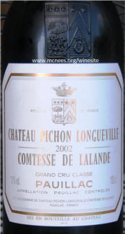 Chateau Pichon Lalande 2002 Label