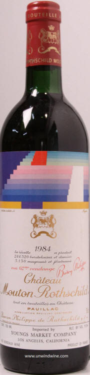 Chateau Mouton Rothschild 1984 label /  bottle
