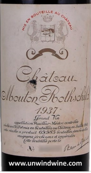 Chateau Mouton Rothschild label 1937