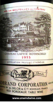 Chateau Lafite Rothschild 1953 label