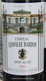 Leoville Barton St Julien Bordeaux 2004 Label