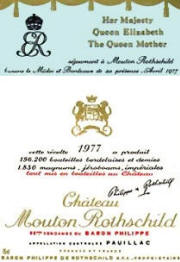 Chateau Mouton Rothschild 1977 label by Elisabeth Queen Mother