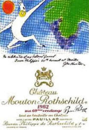 Chateau Mouton Rothscchild 1982 label by John Huston