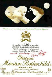 Chateau Mouton Rothschild 1986 label by Sejourne