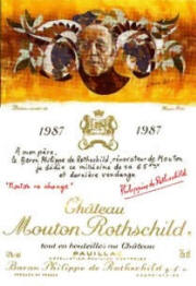 Chateau Mouton Rothschild 1987 label by Ernin