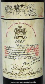Chateau Mouton Rothschild 1947 label