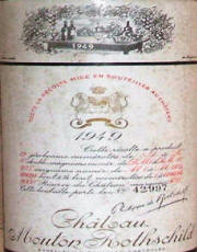 Chateau Mouton Rothschild 1949 label
