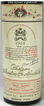 Chateau Mouton Rothschild 1952 label