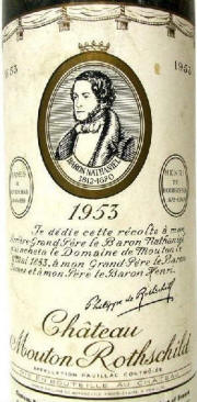 Chateau Mouton Rothschild 1953 label