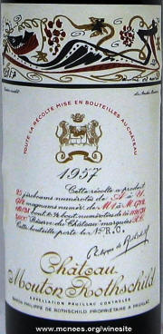 Chateau Mouton Rothschild 1957 label