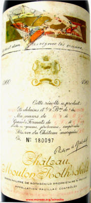 Chateau Mouton Rothschild 1960 Label