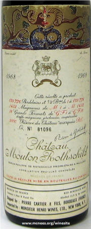 Chateau Mouton Rothschild 1968 label