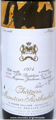 Chateau Mouton Rothschild 1974 label