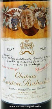 Chateau Mouton Rothschild 1987 label