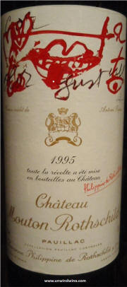 Chateau Mouton Rothschild 1995 label by Antonio Tapies