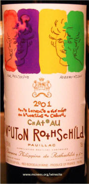Mouton Rothschild 2001 label on McNees.org/wrightsite