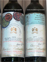 Chateau Mouton Rothschild labels 1977-1978 from AJM cellar 