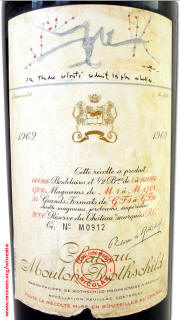 Chateau Mouton Rothschild 1962 magnum label