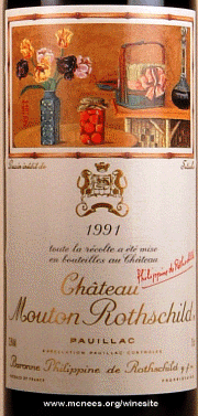 Chateau Mouton Rothschild 1991 label