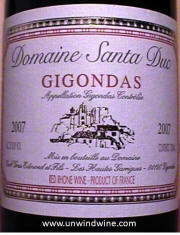 Domaine Santa Duc Gigondas 2007 label 