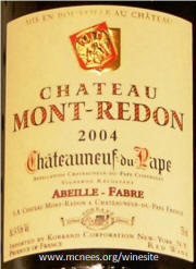 Chateau Mont Redon Chateauneuf Du Pape 2004 Label
