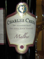 Charles Creek Sonoma County Malbec 2006