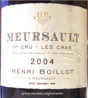 Henri Boillot Les Cras 1er cru Meursault Burdundy 2004 Label