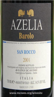 Azelia San Rocco Barollo 2001 Label 