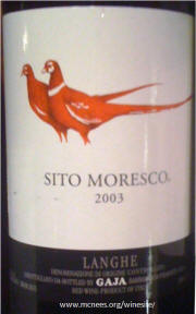 Gaja Sito Moresco 2003 label