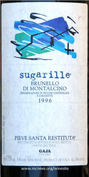 Gaja Sugarille Pieve Santa Restituta Brunello di Montalcino 1996 label