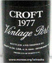 Croft Vintage Port 1977 label