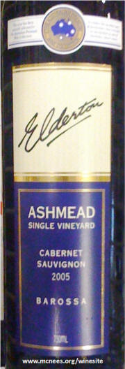 Elderton Ashmead Single Vineyard Cabernet Sauvignon 2005