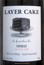 Layer Cake Barossa Shiraz 2005 Label on Rick's Winesite on McNees.org/winesite