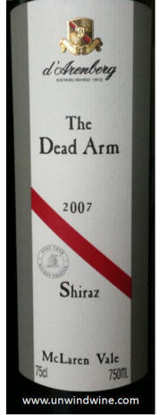 d'Arenberg The Dead Arm McLaren Vale Shiraz 2007 label 