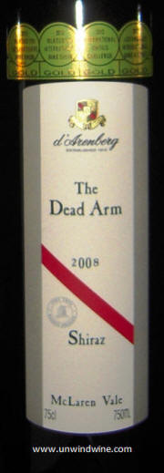 d'Arenberg The Dead Arm McLaren Vale Shiraz 2008 label 